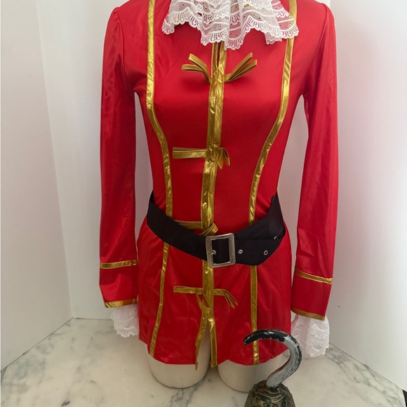 Leg Avenue Red Pirate Halloween Costume with Hat and Hook/Size Small - Picture 3 of 16